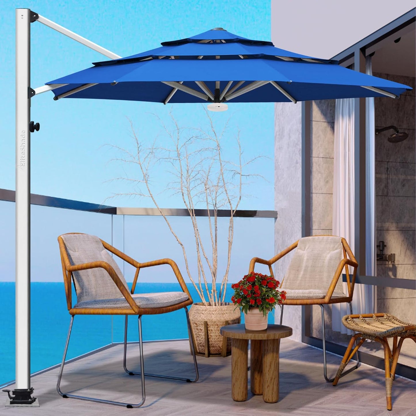 EliteShade USA 10-Year-Non-Fading 9Ft 3 Tiers Market Umbrella Patio Umbrella Outdoor Table Umbrella with Ventilation, Sunflower Yellow