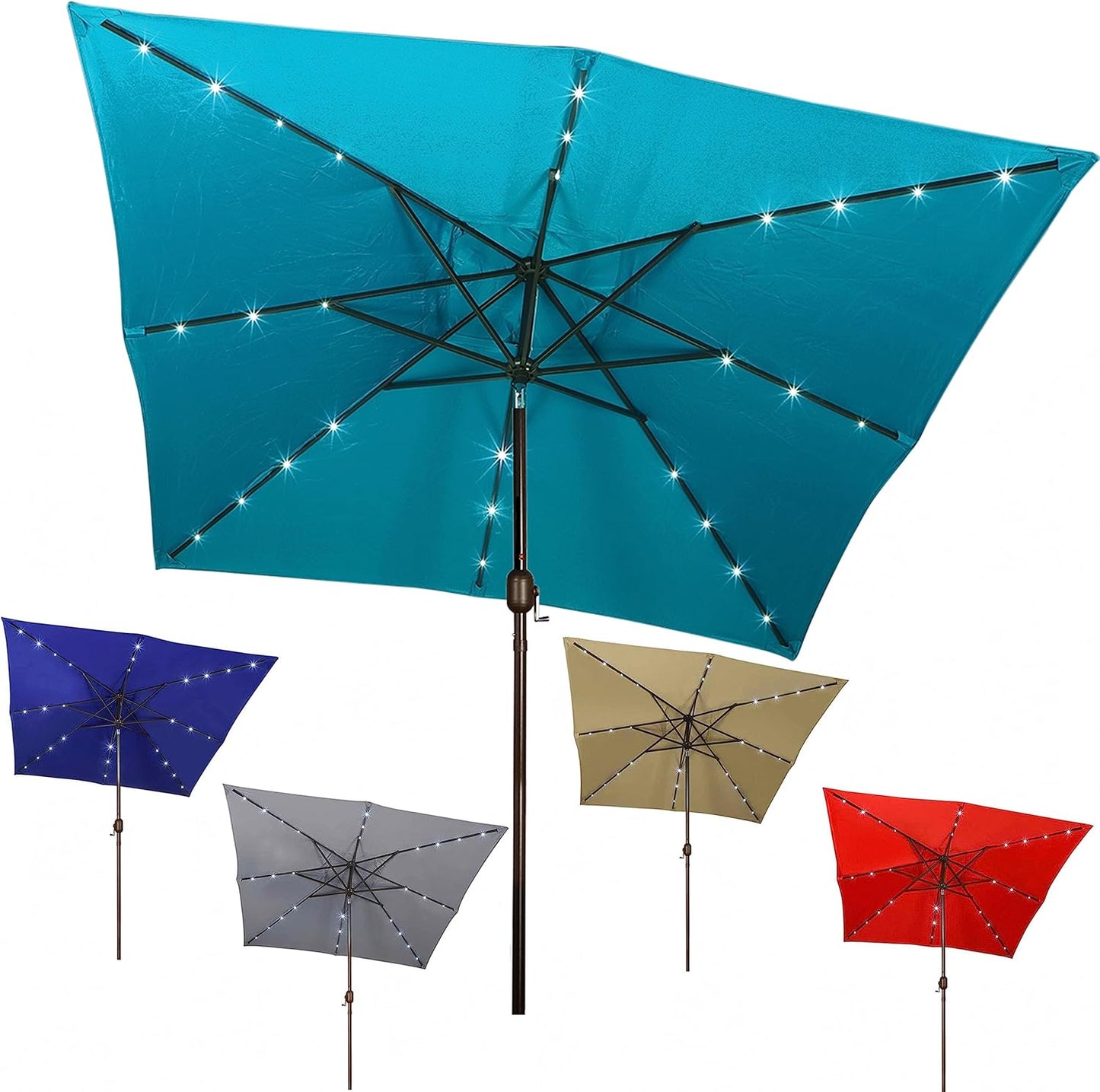 Blissun Rectangular Patio Umbrella, Table Market Umbrella with Tilt and Crank, Outdoor Umbrella for Garden, Deck, Backyard, Pool and Beach
