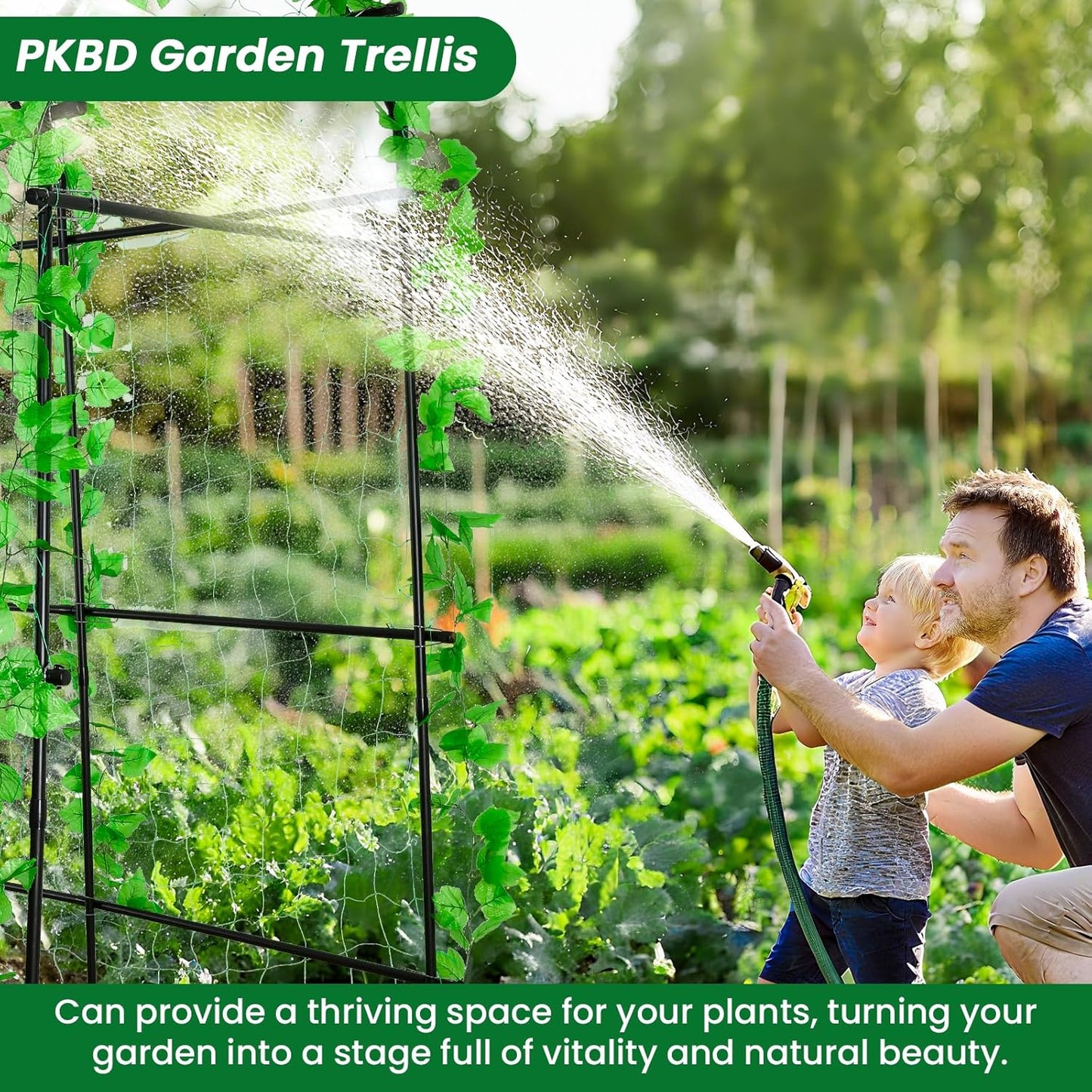 Tall Garden Arch Trellis for Climbing Plants Outdoor, 7.5 ft Tall Polyethylene-Coated Stainless Steel Garden Arch for Climbing Vine Vegetable/Fruit/Flower, Cucumber Trellis for Raised Bed, Black