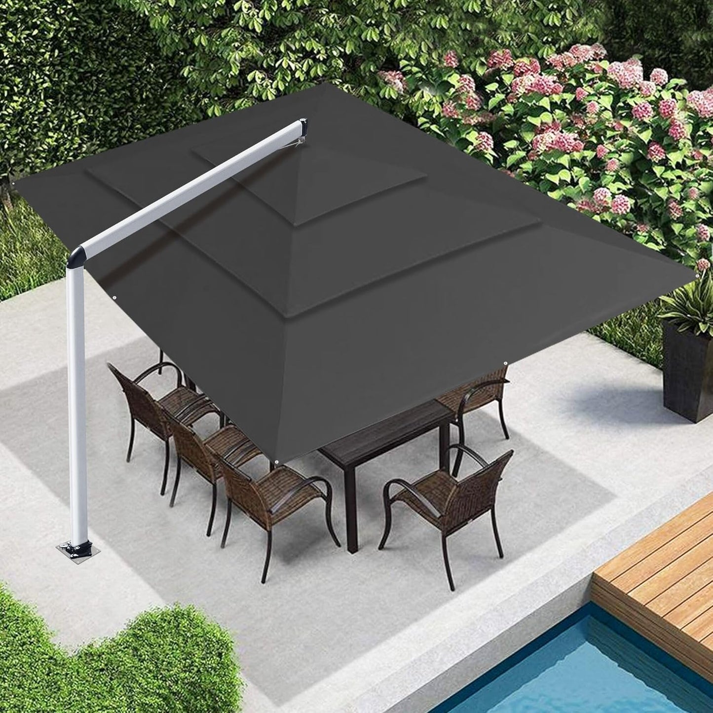 EliteShade USA 10-Year-Non-Fading 9Ft 3 Tiers Market Umbrella Patio Umbrella Outdoor Table Umbrella with Ventilation, Sunflower Yellow