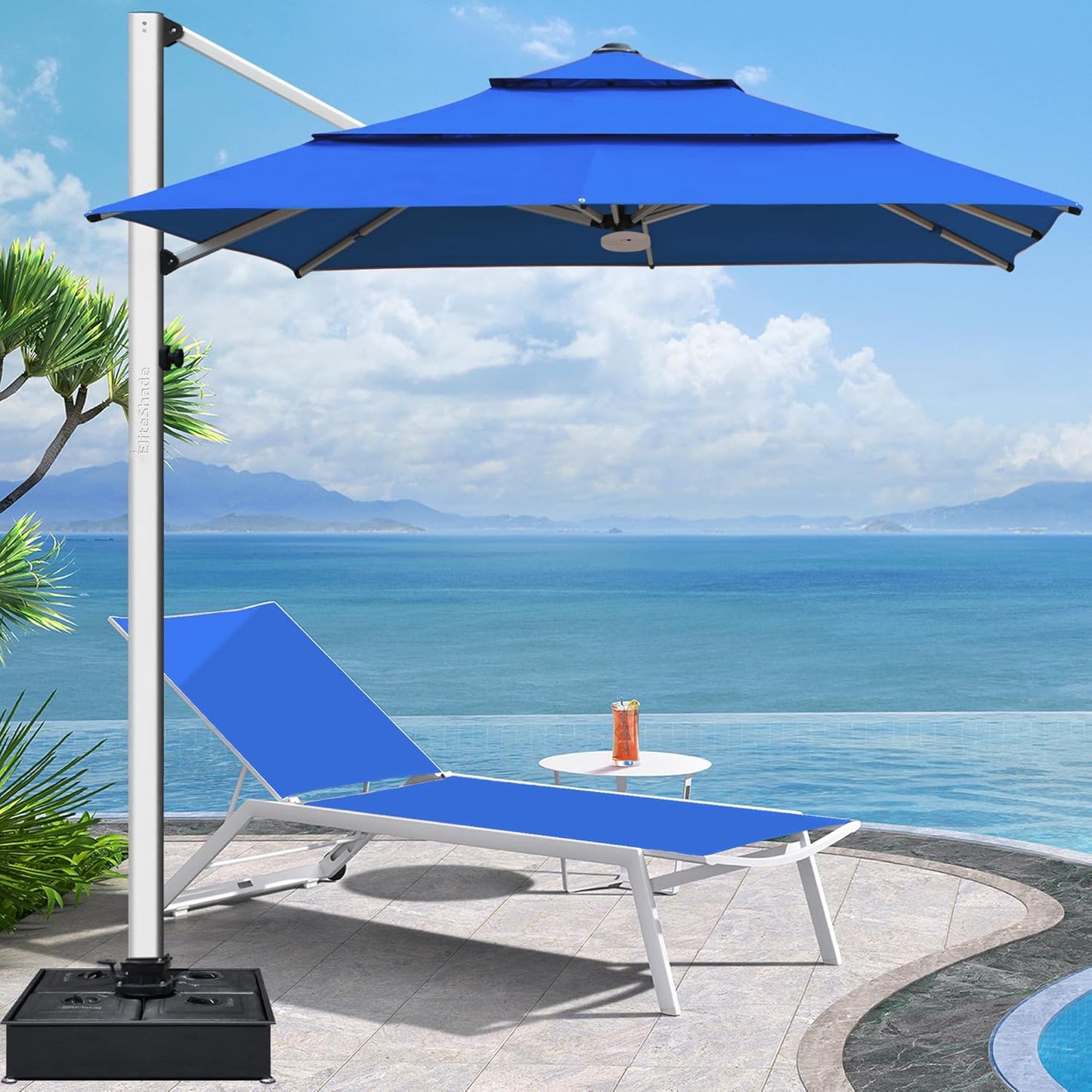 EliteShade USA 10-Year-Non-Fading 9Ft 3 Tiers Market Umbrella Patio Umbrella Outdoor Table Umbrella with Ventilation, Sunflower Yellow