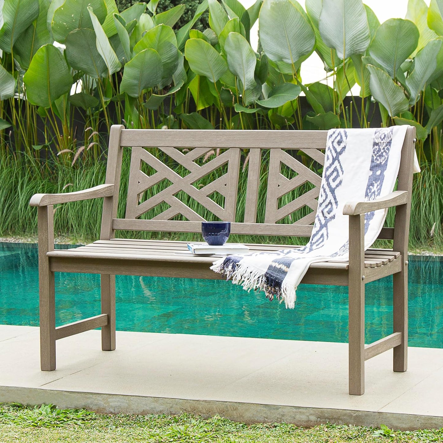 Cambridge Casual Lutyens 4-Foot Teak Wood Outdoor Garden Bench for Patio Furniture, Weather-Resistant, Elegant Seating for Porch, Deck, Lawn, Backyard, and Outdoor Spaces