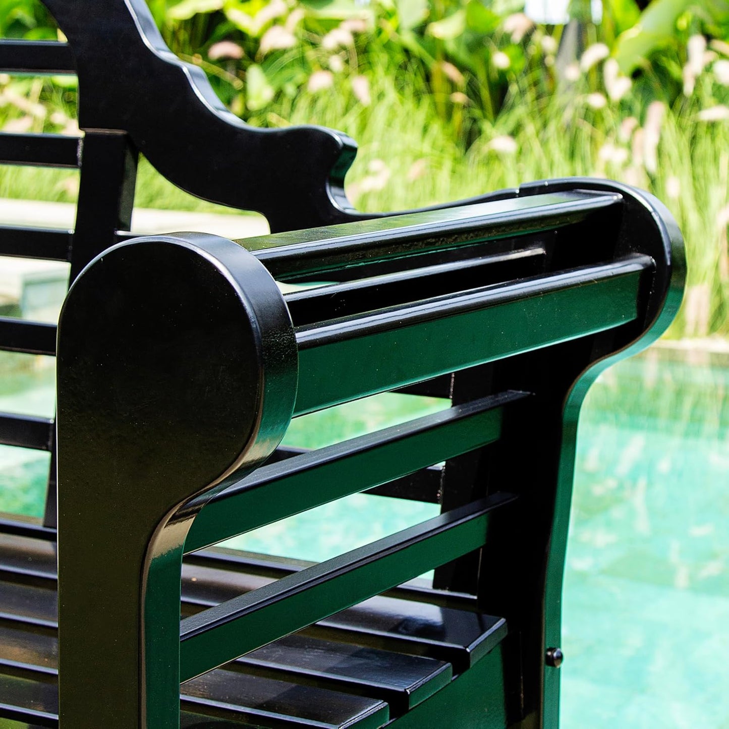 Cambridge Casual Lutyens Solid Wood Outdoor Patio Garden Bench, Weather-Resistant, Comfortable Seating for Porch, Deck, Lawn, Backyard, and Outdoor Spaces