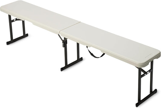 Amazon Basics 6ft Folding Bench, Indoor & Outdoor with Carrying Handle, White