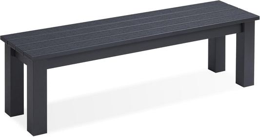 Outdoor Bench, Three Person Outdoor Poly Lumber Patio Backless Bench, Weatherproof Garden Bench That Never Rot and Fade, Suit for Garden, Porch and Park