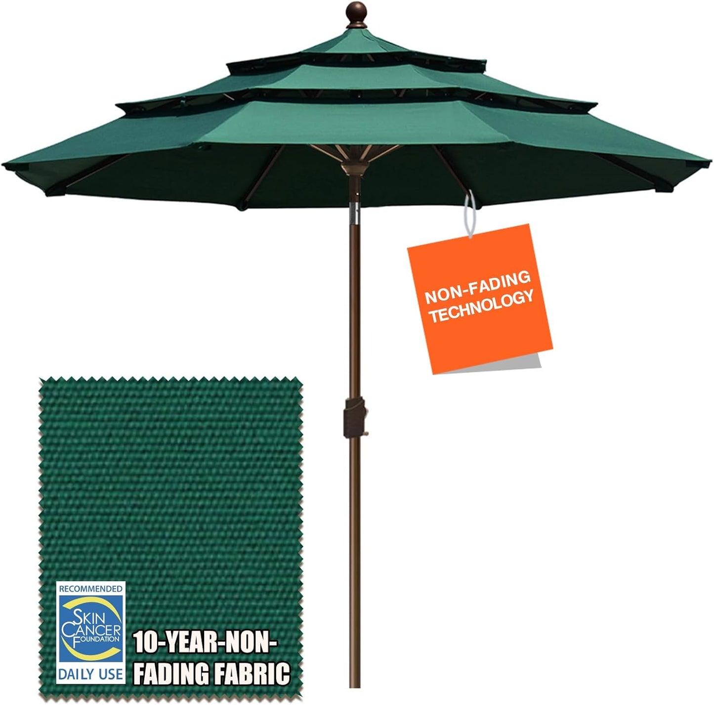 EliteShade USA 10-Year-Non-Fading 9Ft 3 Tiers Market Umbrella Patio Umbrella Outdoor Table Umbrella with Ventilation, Sunflower Yellow