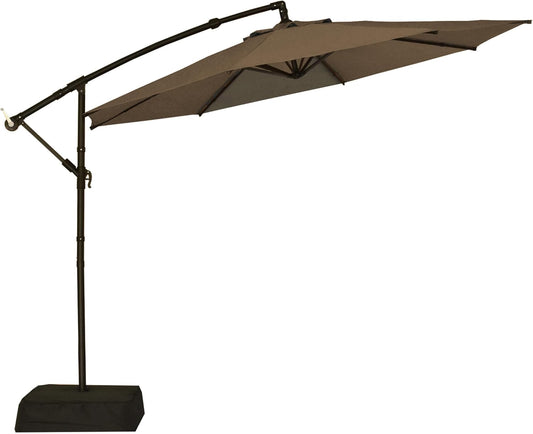 10ft Offset Patio Umbrella with Base Included, Outdoor Hanging Cantilever Umbrella with Crank and Cross Base