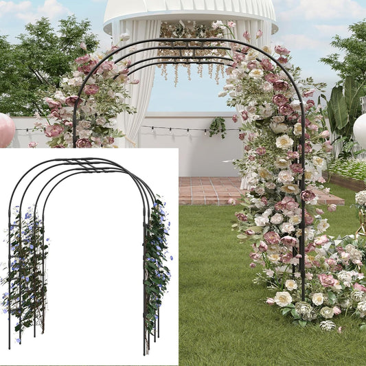 Garden Arch Trellis for Climing Plants-7.2FT Outdoor Metal Garden Trellis Arch for Flowers, Vegetables and Grapes, Durable Arched Arbor for Wedding, Lawn and Party