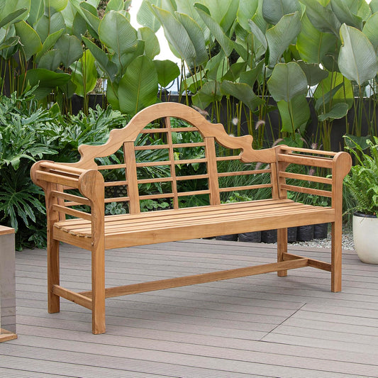 Cambridge Casual Lutyens 5-Foot Teak Wood Outdoor Garden Bench for Patio Furniture, Weather-Resistant, Elegant Seating for Porch, Deck, Lawn, Backyard, and Outdoor Spaces